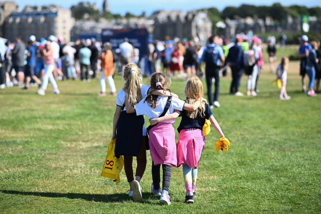 Three young golf fans at St Andrews
